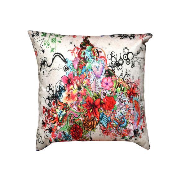 INDIAN VELVET CUSHION COVER DIGITAL FLORAL PRINTED SQUARE SOFA PILLOW COVER